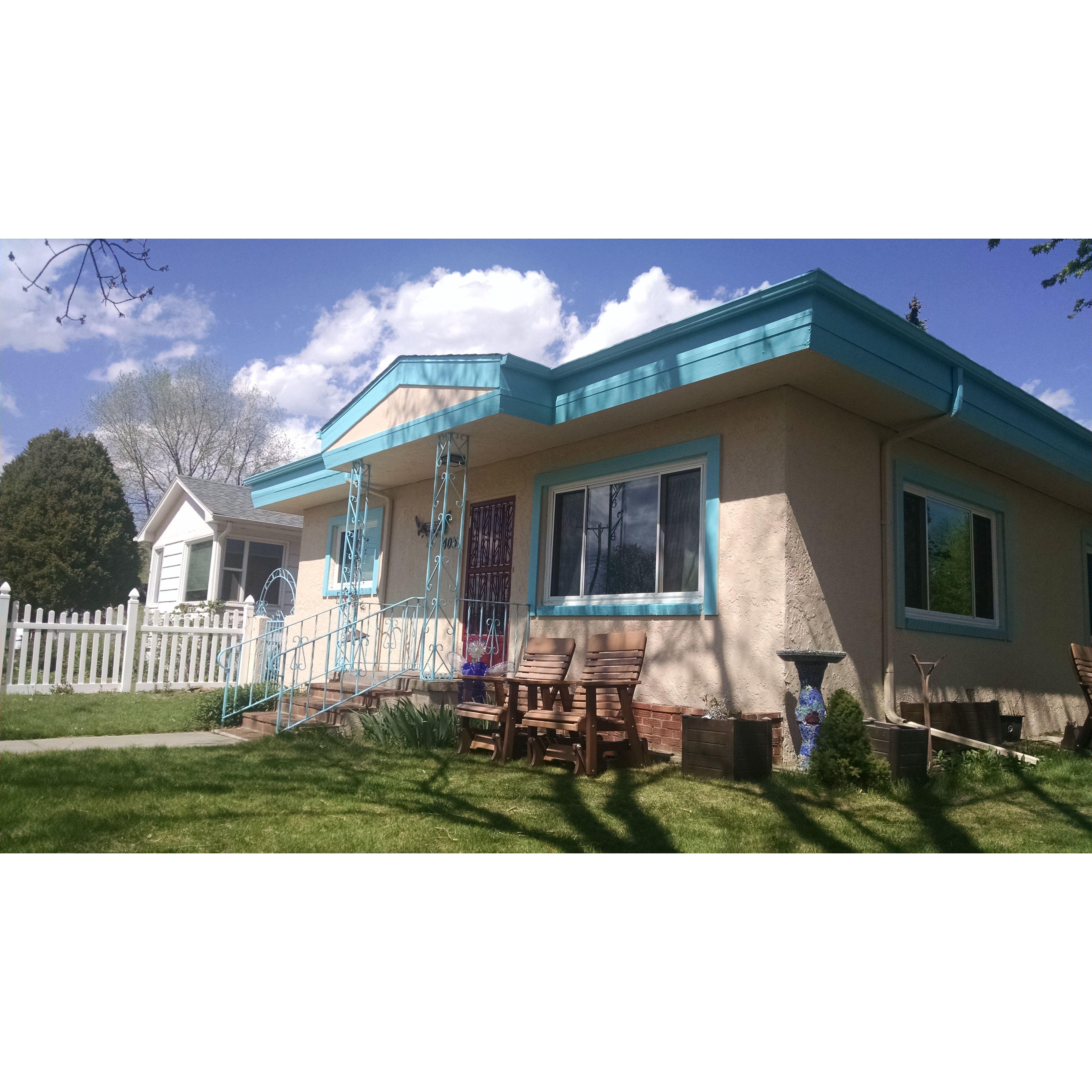 Technically, the front side of our house on Foote.