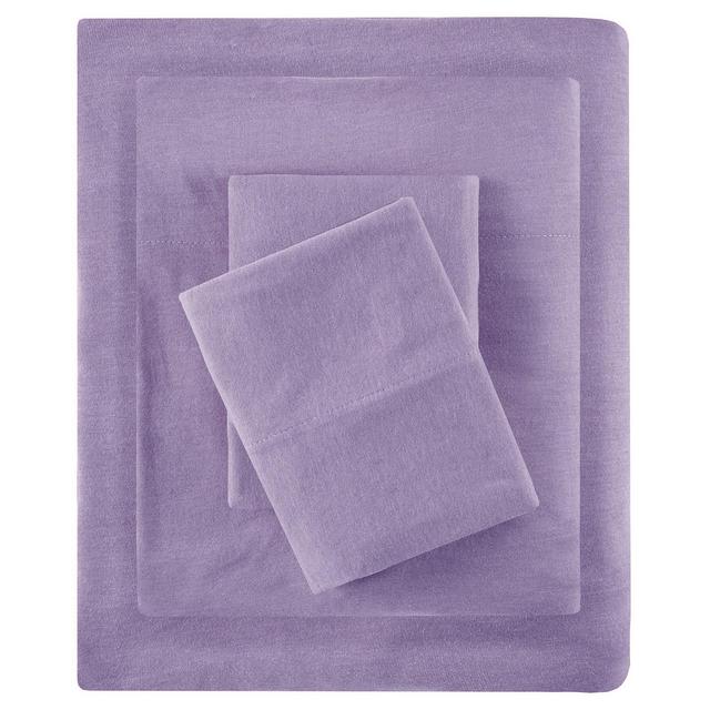 Twin Extra Long Cotton Blend Jersey Knit All Season Sheet Set Purple