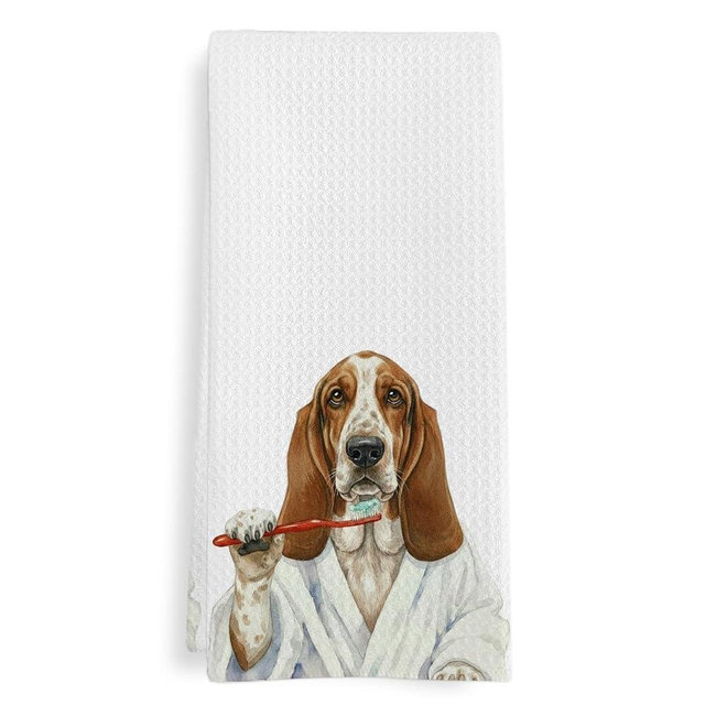 GWFSJYU Funny Bassett Basset Hound Dog Bathroom Hand Towel, Bassett Basset Hound Dog Gifts Hand Towel for Bathroom Kitchen Washroom Decor, Funny Dogs Lover Gifts Dish Tea Towels, 16x24 Inch