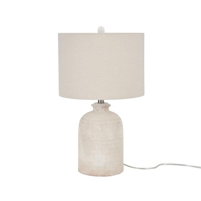 24" White Textured Terracotta Table Lamp - Nourison