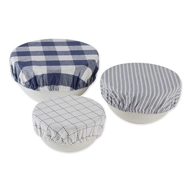 DII Farmhouse Basic Kitchen Collection Woven Bowl Cover Set, French Blue, 3 Piece
