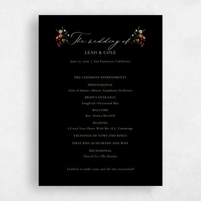 Black Wedding Program - Agave
