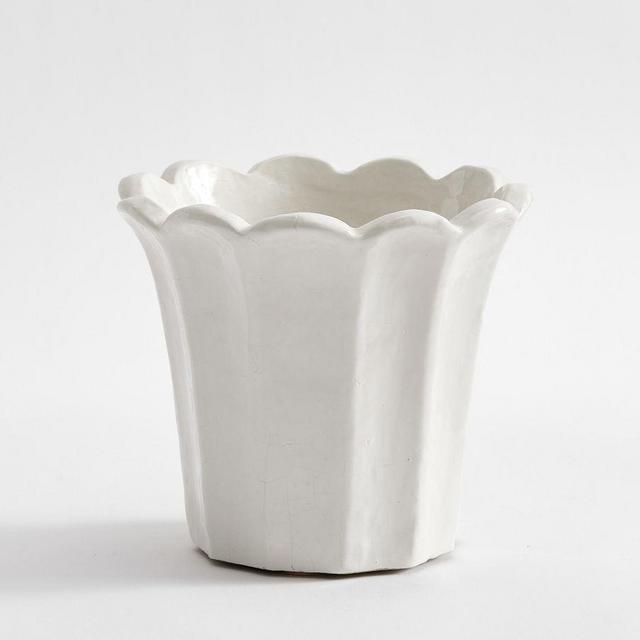 Fluted Tulip Cachepot, Small - White