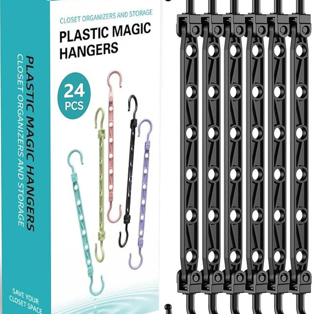 Space Saving Hangers for 144 Clothes, Reinforced Collapsible Hangers with 360° Swivel Hook, Hanger Hooks Space Saver for Closet Organizers and Storage, Dorm Room Essentials, Fully Assembled, Black