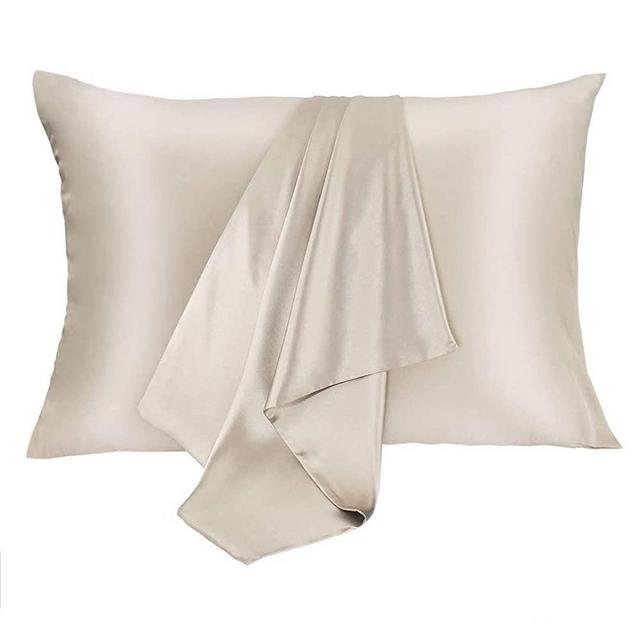 JOGJUE Silk Pillowcase for Hair and Skin 2 Pack 100% Mulberry Silk Bed Pillowcase Hypoallergenic Soft Breathable Both Sides Silk Pillow Case with Hidden Zipper, Queen Size Pillow Cases (Buff Beige)