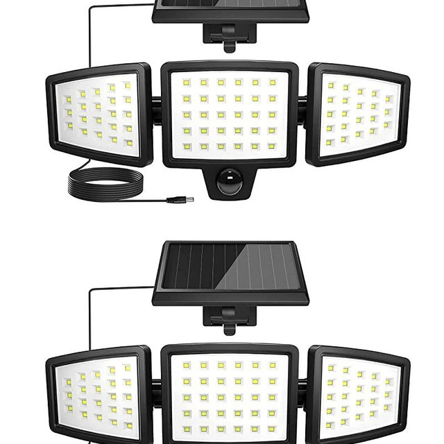 Lepro Solar Flood Lights Outdoor, WL5000 Motion Activated Security Lights, Separate Solar Panel, 3 Adjustable Head 270° Wide Lighting Angle, IP65 Waterproof Wall Lamp for Porch Yard Garage, 2 Packs