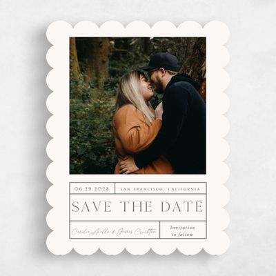 Beige Scalloped Wedding Save the Date - Colfax Photo
