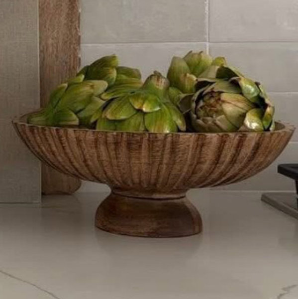 NIRMAN Salad Bowl Mango Wood bowl for food, serving salads,cereal or popcorn Decorative Centerpiece Absolute Beautiful for Your Kitchen (12" x 12" x 4.75")
