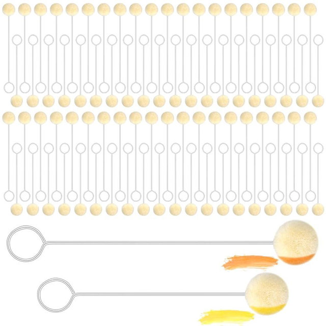 JNENERY 80Pcs Wool Daubers Ball Brush, Leather Dye Kit, Wool Daubers Leather Tools, Leather Dye Applicator with Metal Handle for DIY Projects, Dying, Leather Dying