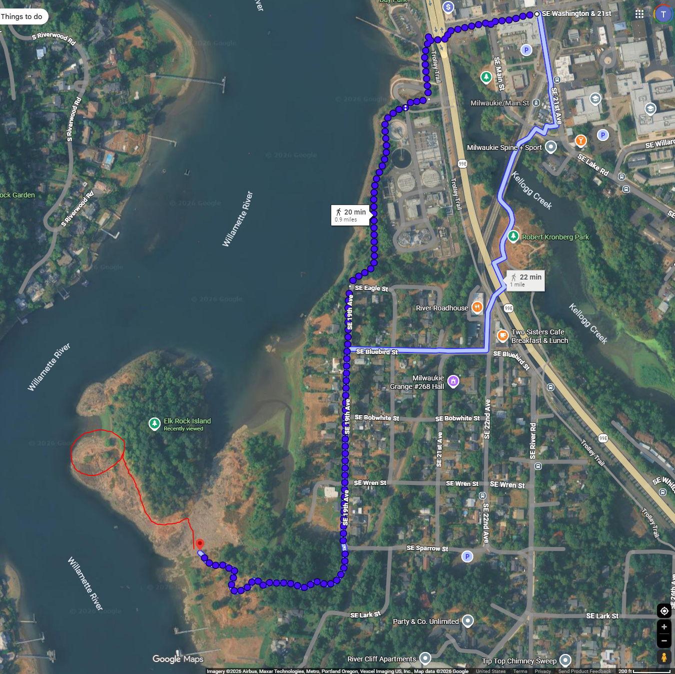 Follow the Blue line. Then, follow the Red line.