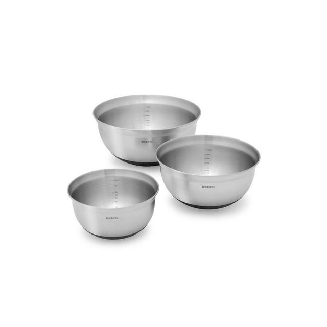 Matte Steel Mixing Bowl with Measurements Set, Matte Steel