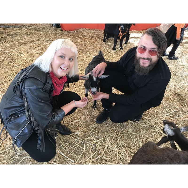 Petting goats on Jen's Birthday!