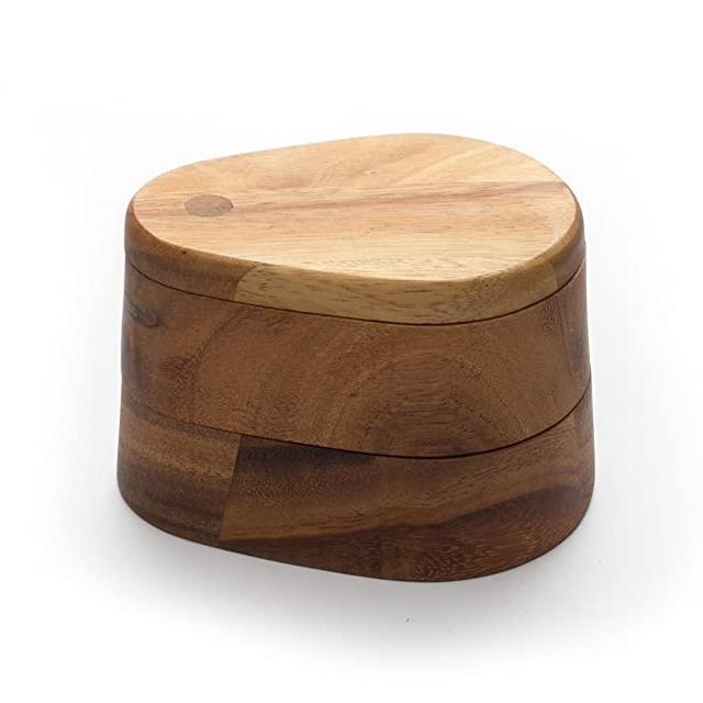 Ironwood Gourmet 28577 Himalayan Double Swivel Salt Cellar, Acacia Wood 4 x 5 x 3.75 inches