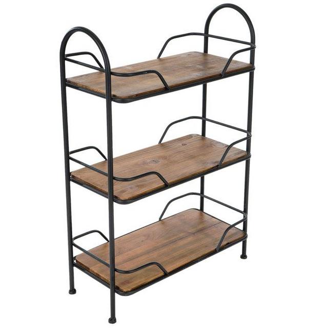 Black Three-Tiered Metal Shelf