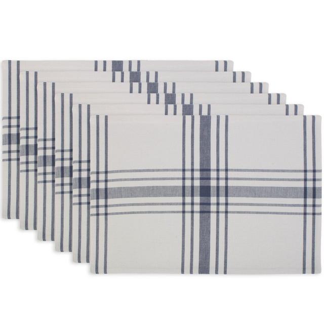 Celerie Vintage Stamp Farmhouse 6 Piece Cotton Placemat Set