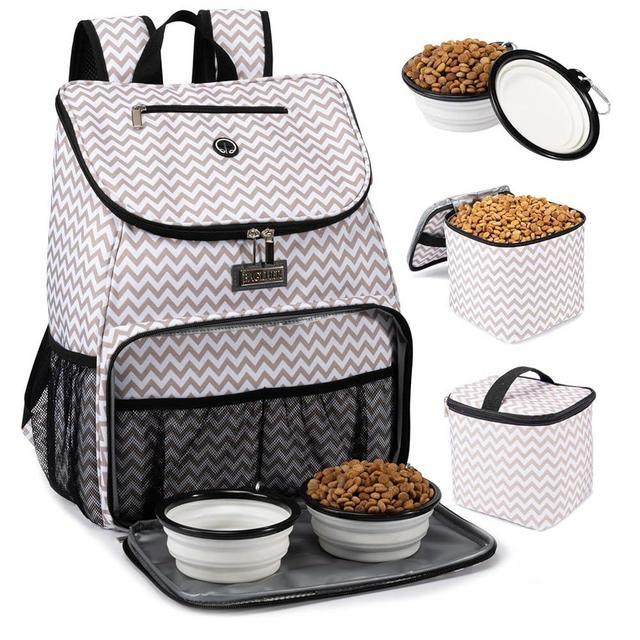 BAGLHER丨Dog Travel Bag, Airline Approved Pet Supplies Backpack, Dog Travel Backpack with 2 Silicone Collapsible Bowls and 2 Food Baskets