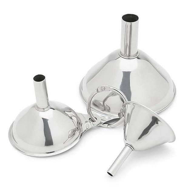 Fox Run 3-Piece Stainless Steel Funnel Set, 3 Sizes, Metallic