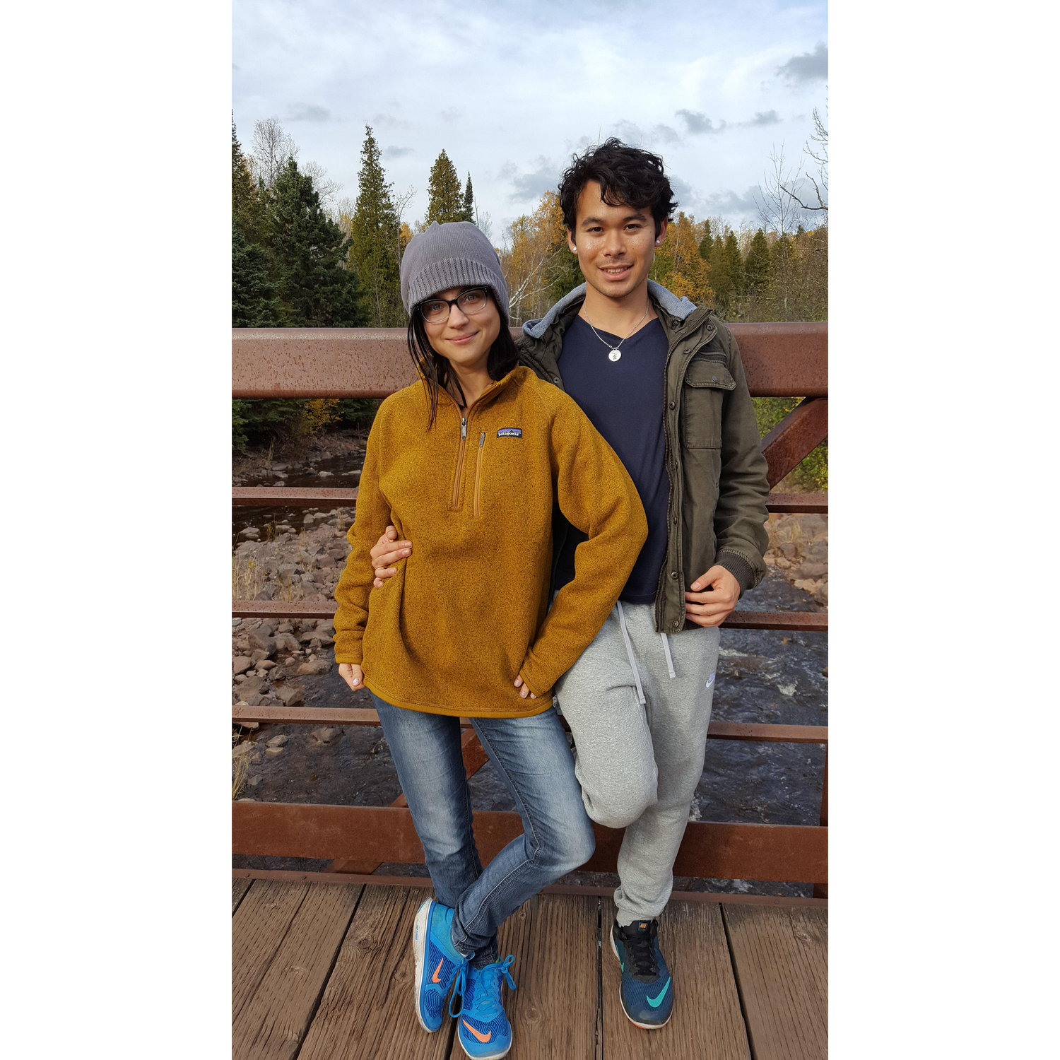 Hiking at Gooseberry falls, MN.