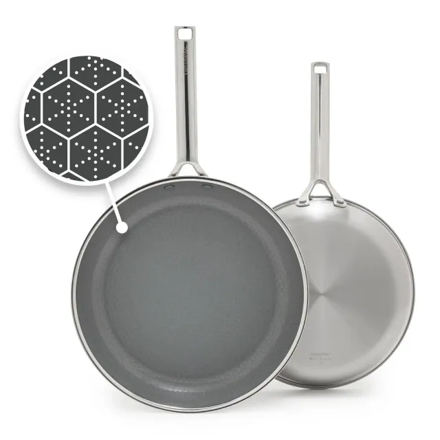GreenPan Prism 2pc Hybrid Stainless Steel and Ceramic Nonstick Fry Pan Set