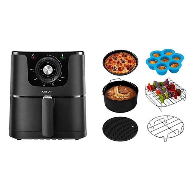 COSORI Air Fryer, Max XL 5.8-Quart, 1700-Watt Electric Hot Air Fryer Oven Oilless Cooker With Deluxe Temperature Knob Control & Air Fryer Accessories XL (C158-6AC), Set of 6