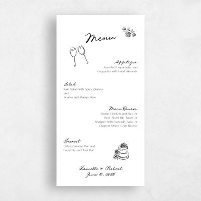 White Wedding Menu - Cerise