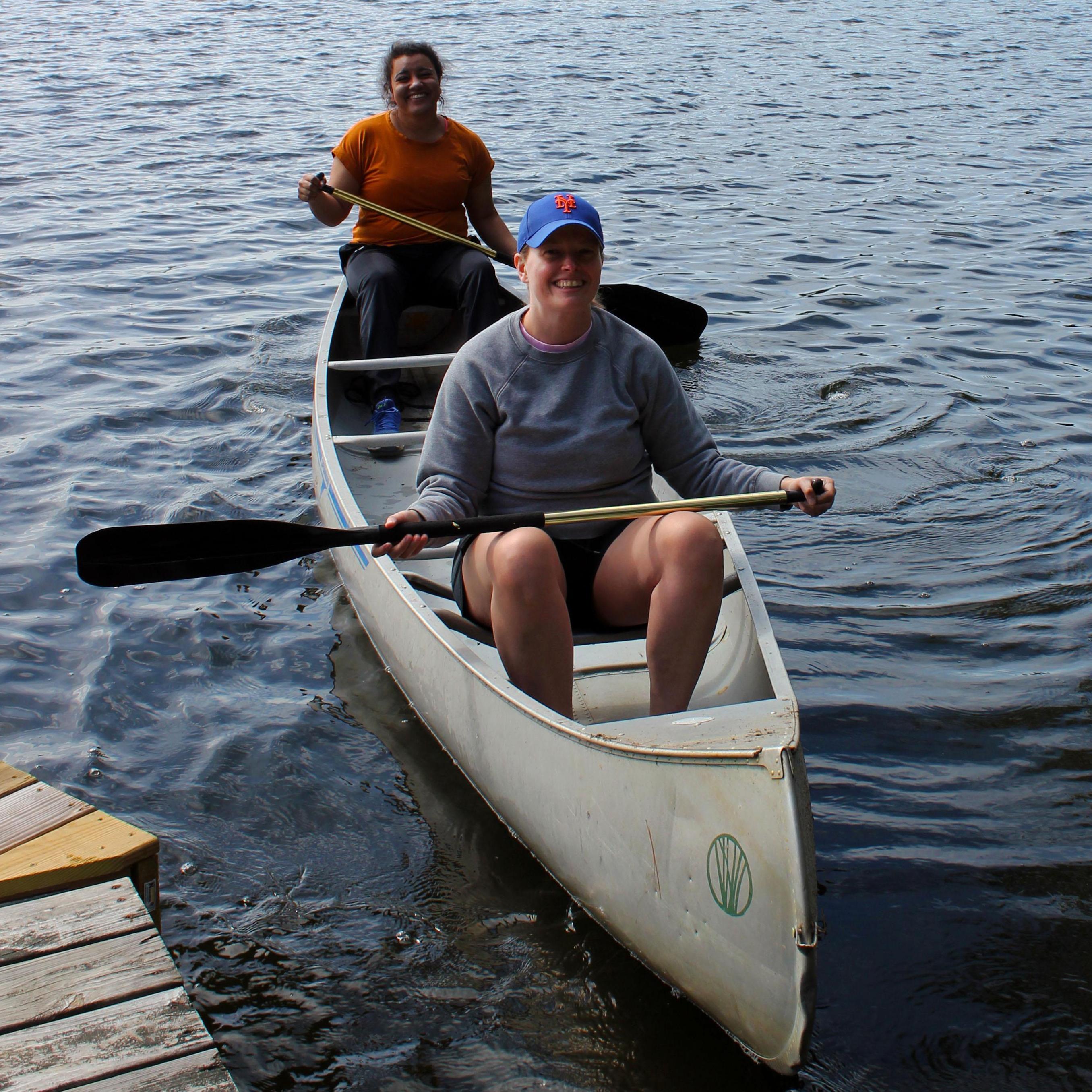 Camille and Megan both love water. Here they are canoeing at Deb Edel's cabin in New Hampshire in 2019.