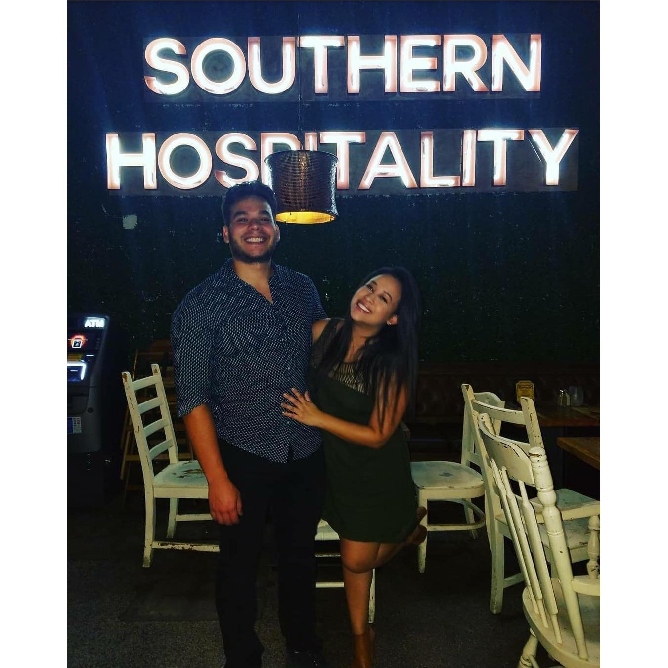 Hanging out with friends in downtown.