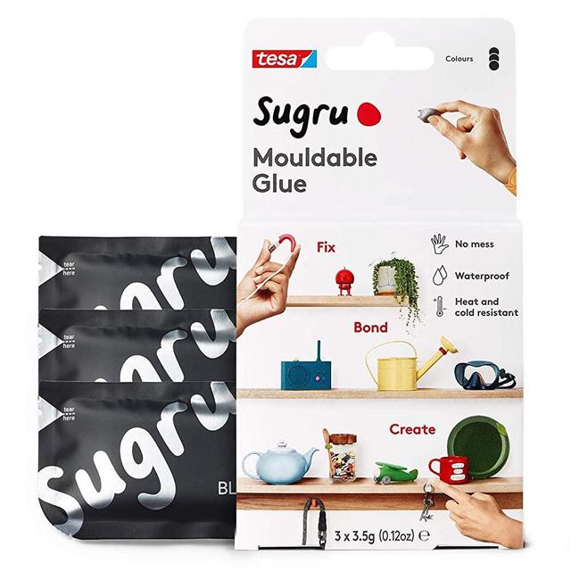Sugru Moldable Glue - Multi-Purpose Glue for Creative Fixing and Making - Black 3-Pack