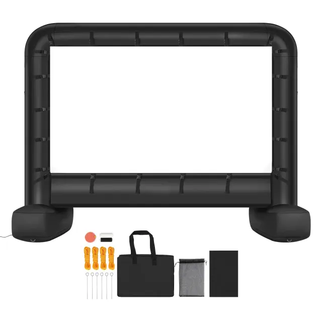 VEVOR 14 ft Inflatable Movie Screen, 600D Washable Inflatable Projector Screen with Portable Storage Bag, 16:9 Easy Set Up Movie Projection, Black