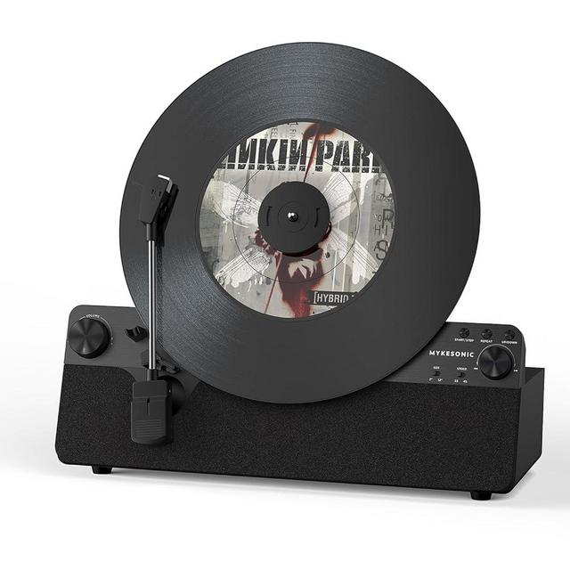 Vertical Automatic Record Player Bluetooth, MYKESONIC Belt Drive Vinyl Turntable, Magnetic AT-3600L Cartridge, Bluetooth in & Out, Hi-Fi Stereo Speakers, Aux in Headphone, RCA Out, Anti-Resonance