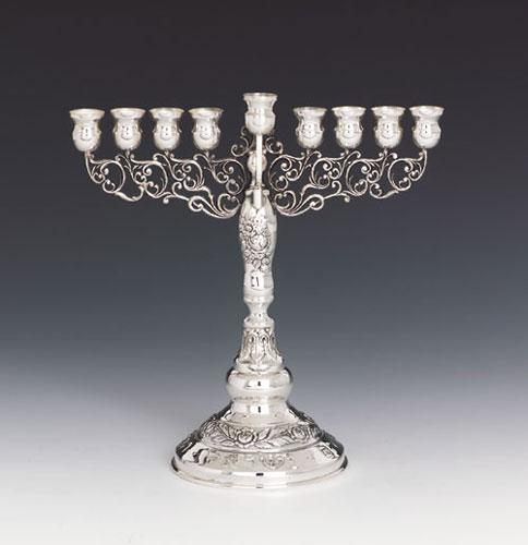 Sterling Silver Candle Menorah - ZionJudaica.com