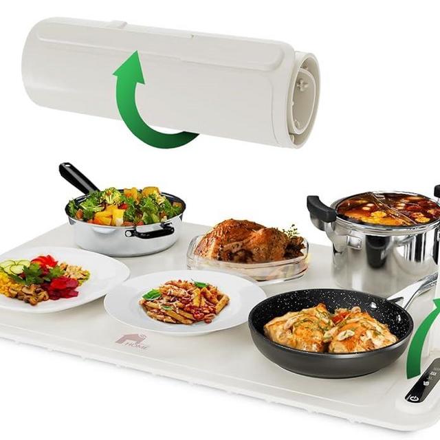 EconoHome Flexible Food Warmer - Electric Powered Food Warming Plate - Fast Heating, 3 Heat Levels, Large Surface Area, Constant Temperature - Portable Silicone Heating Pad for Meals - 24x15.7x0.2