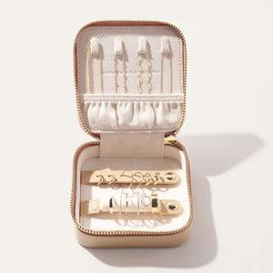 Leather Jewelry Travel Case - Nude