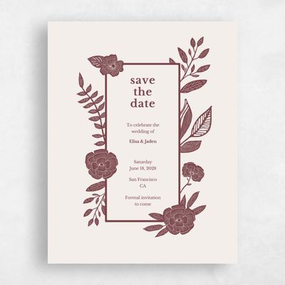 Burgundy, Red Wedding Save the Date - Catania Border