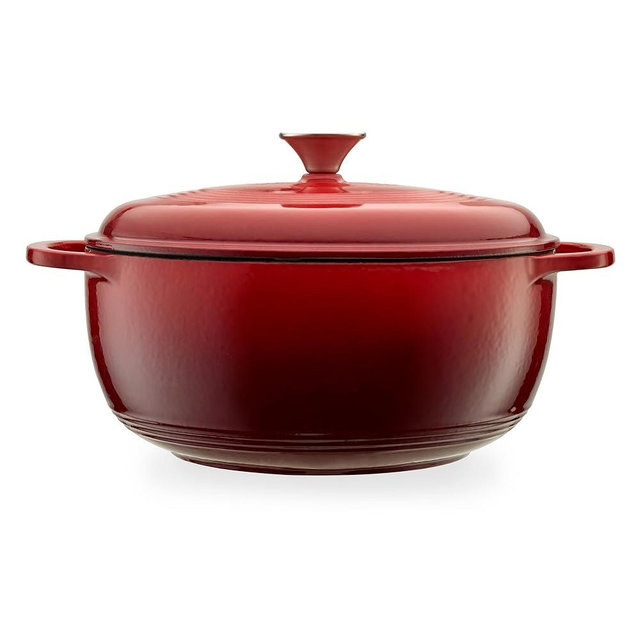 Mercer Culinary Enameled Cast Iron Round Dutch Oven, 6 qt., Red