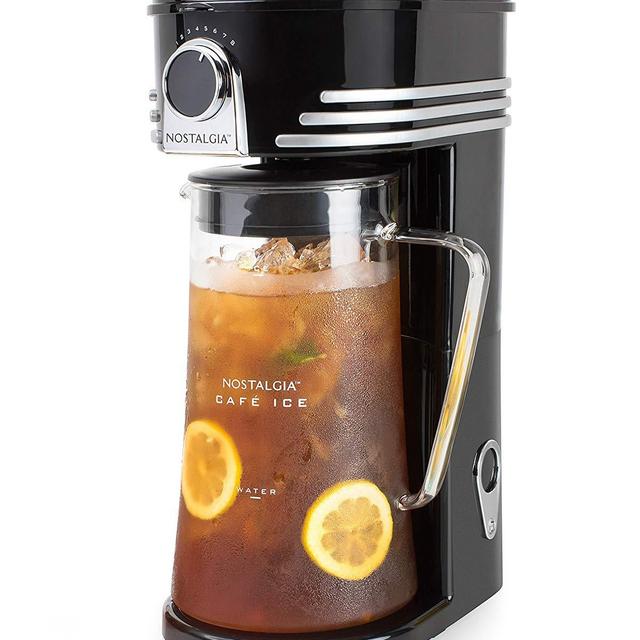 Nostalgia CI3BK Iced Coffee Maker and Tea Brewing System, Glass Pitcher, 3 Quart, Black