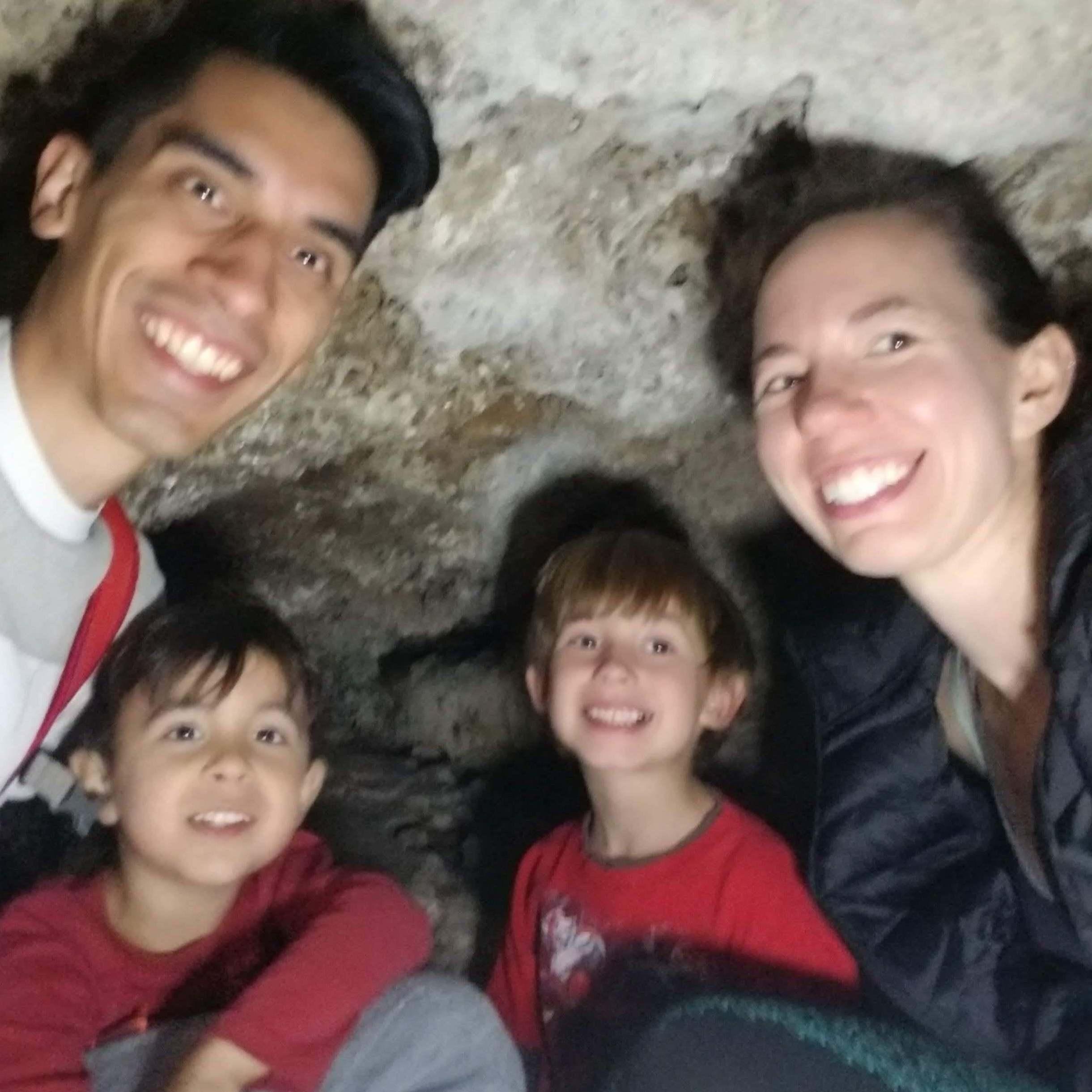 In a cave on one of many family camping trips