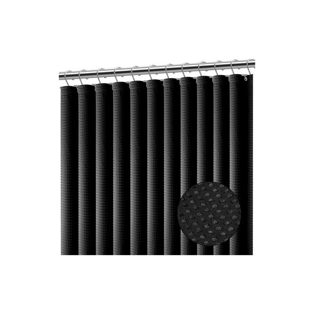 Hearth & Harbor Black Waffle Shower Curtain for Bathroom - 72x72 Heavy Duty Bathroom Curtain