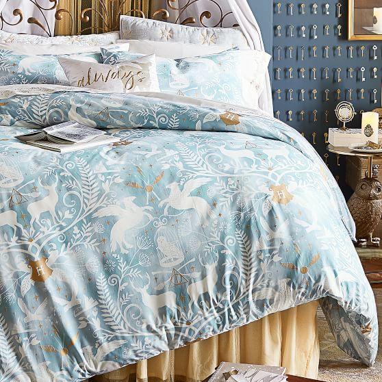HARRY POTTER™ Patronus Damask Duvet Cover & Sham, Mystic Mint