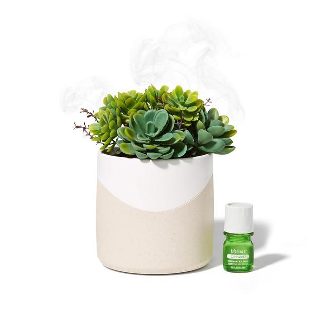 Lifelines Plant Diffuser - Featuring Cascading Mist & Aromas - Modern Planter Aromatherapy Diffuser - Faux Plant Diffuser - Pure Essential Oils & Sustainably Sourced Botanicals - Natural - Succulent