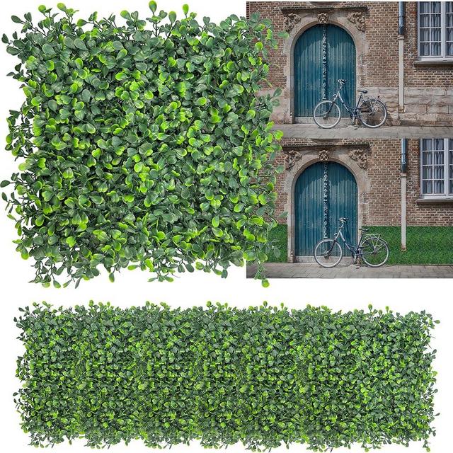 DOPGIB Artificial Grass Wall Backdrop,10"x 10"(26P) Boxwood Faux Green Wall Panels for Interior Wall, Greenery Wall,Garden and Indoor Outdoor Plant Wall Decor