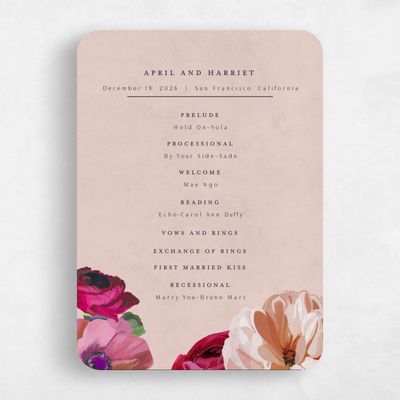 Pink Rounded Wedding Program - Wildrose