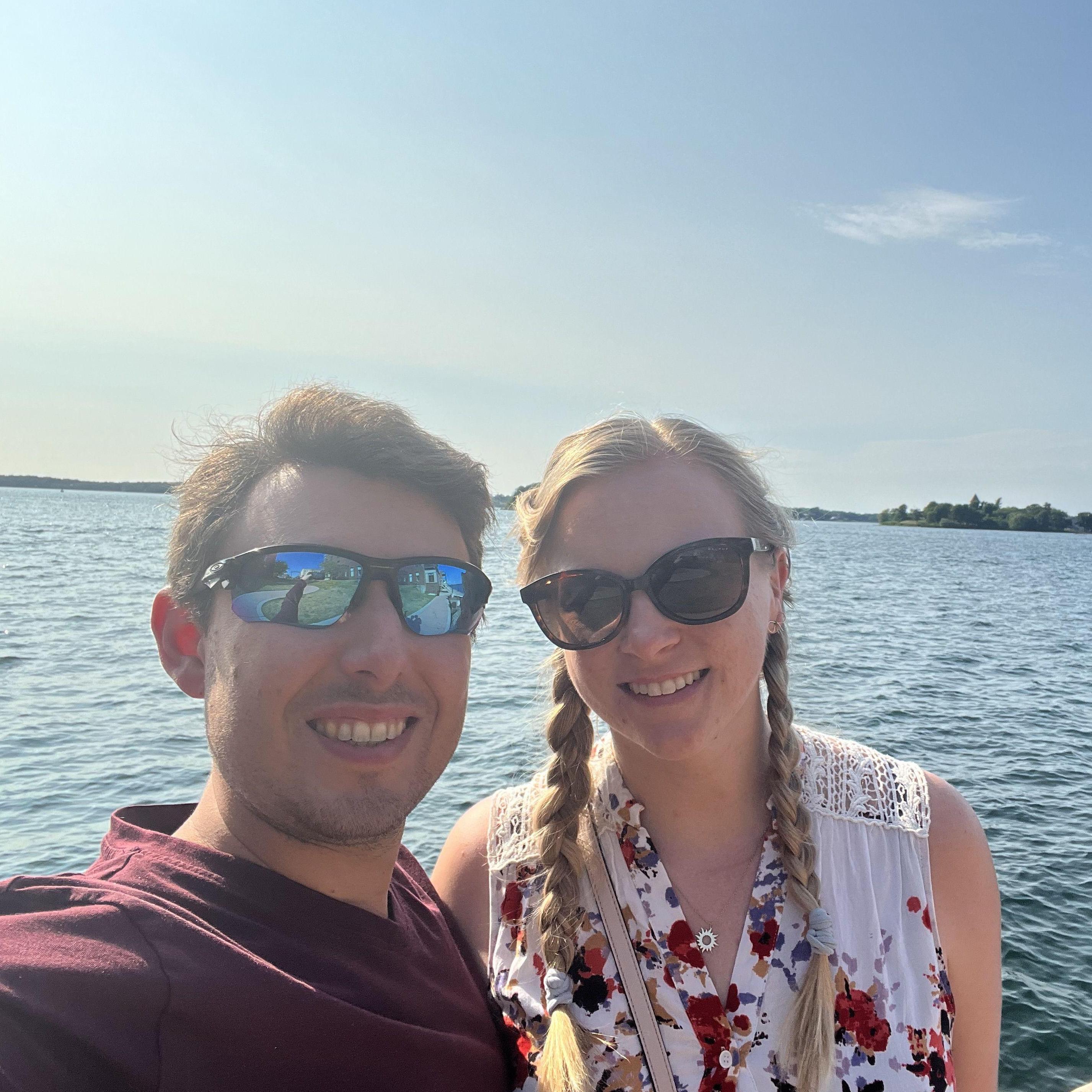 Celebrating our engagement in Clayton, New York in July of 2023