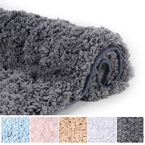 Bathroom Rugs Microfiber Plush Bath Mat Machine Washable, Slip Resistance Rubber and Absorbency Bath Rugs for Bathroom Floor, Door and Sink, Rectangular Floor Mat,Grey,32"x 20"
