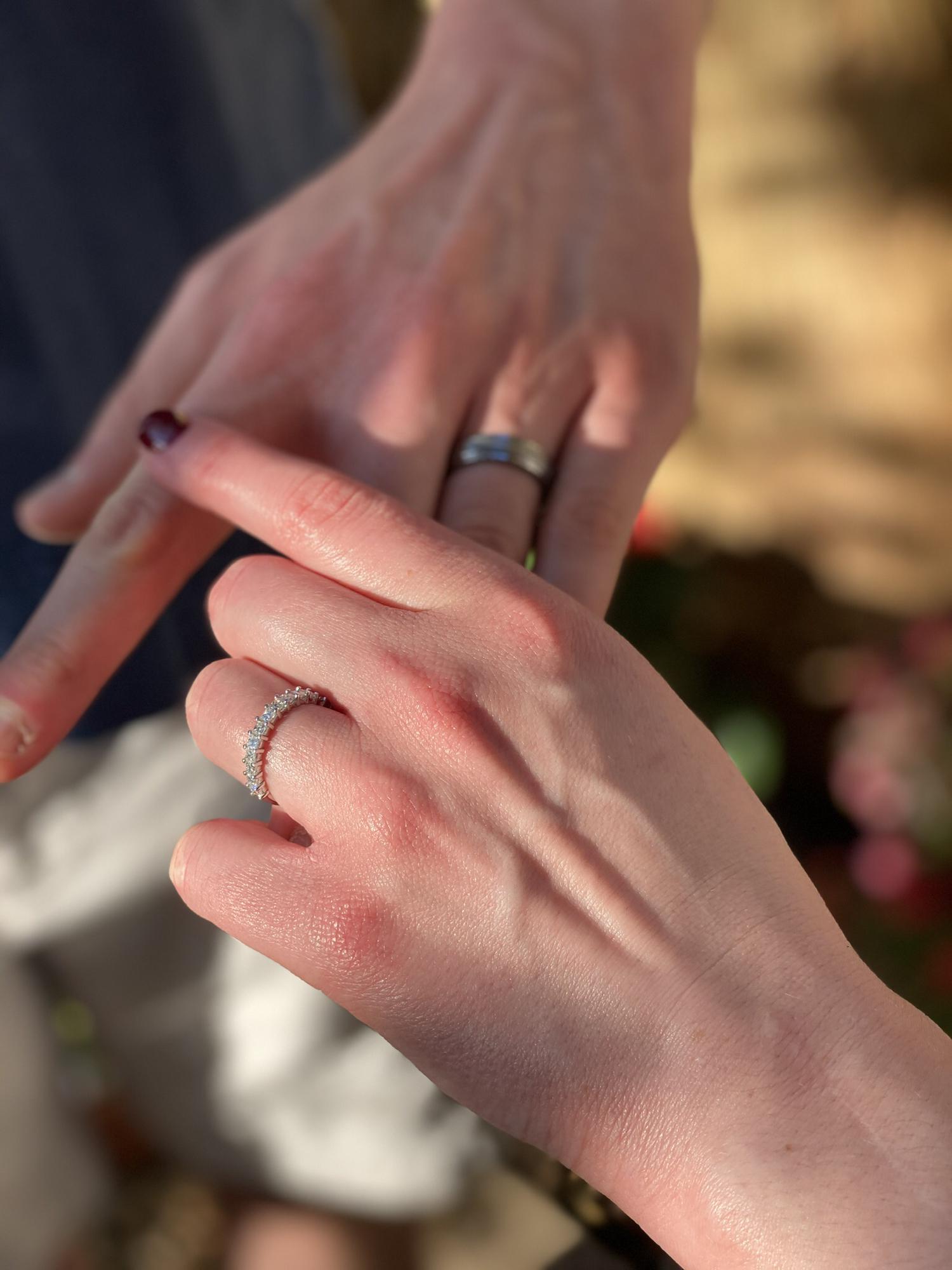 Morgan’s ring was custom-made with diamonds from Robbie’s late grandmother’s ring.