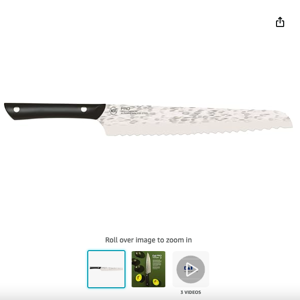 Kai PRO 9" Bread Knife, Hand Sharpened Serrated Knife, Japanese AUS6M Stainless Steel Blade, Full-Tang POM Handle, NSF Certified, Slicing Tool for Professional and Home Chefs