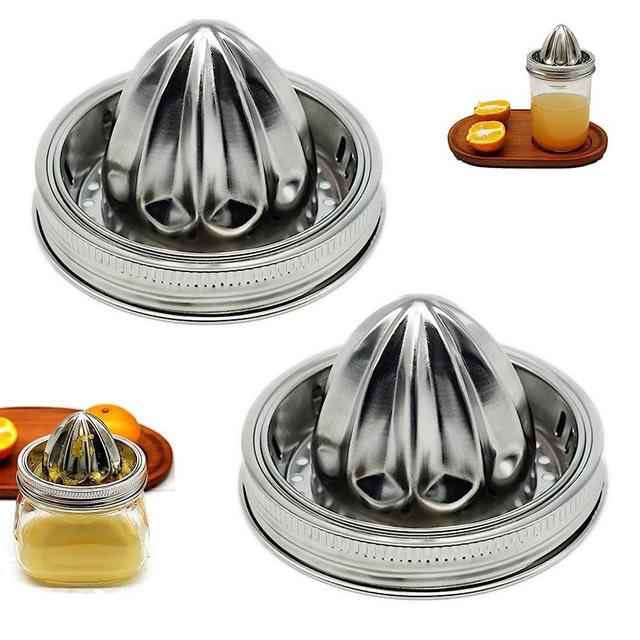 2 Pack Stainless Steel 304 Glass Juicer Lid Fit with 3.38 Inch Wide Mouth Mason Jar Hand Squeezer Top For Citrus Lemon Orange, NO GLASS JAR QurHapzy