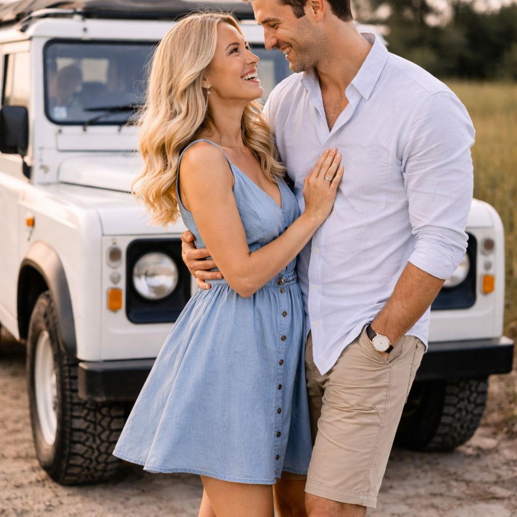 Thomas and Victoria, with their daily driver - a 1986 Toyota Land Cruiser, originally Thomas's father's!