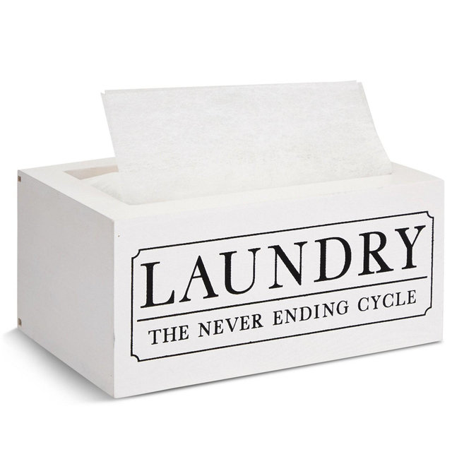 Farmlyn Creek Dryer Sheet Holder for Laundry Room Organization, Farmhouse-Style Decor, Dryer Sheet Box Cover, Holds 120 Sheets, White, 8x5x4 In