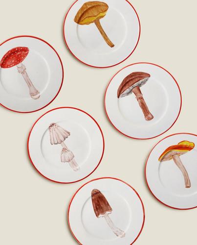 Mushrooms Set 6 plates